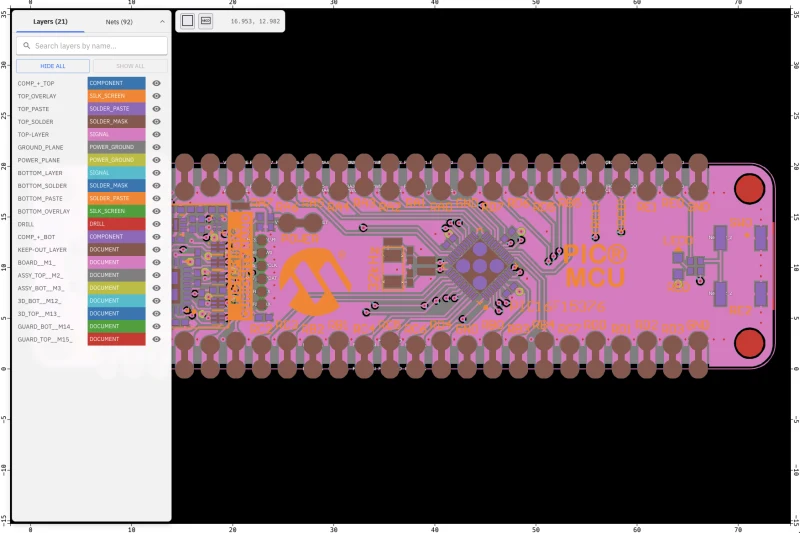 ODB++ Explorer screenshot showing layers, nets, and package layout view